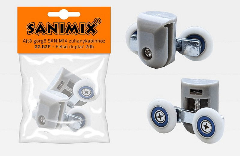 Felső görgő zuhanykabinhoz, 21 mm, dupla 2db/cs.